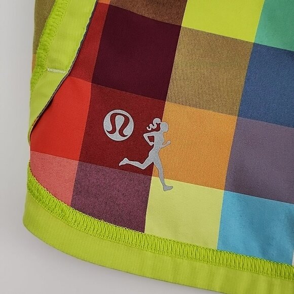 Lululemon Special Edition Seawheeze Multi Lime Blue Plaid Short 4.5" Inseam Sz 4 - Picture 6 of 12